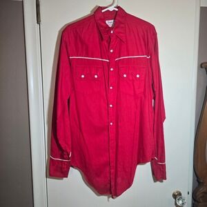 Vintage 1940 Texas Pride‎ Western  long-sleeved Men's red Pearl Snap shirt
